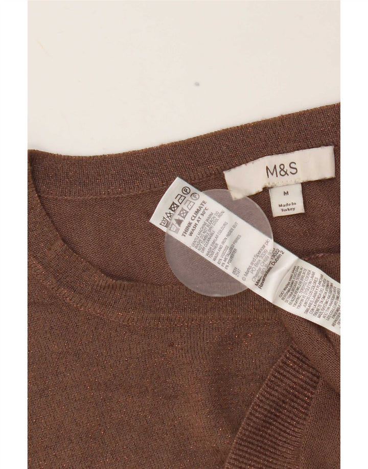Marks & Spencer Dame Boat Neck Jumper Sweater UK 14 Medium Brown