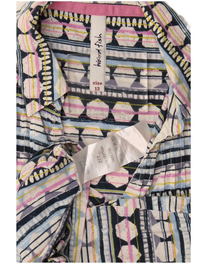 Weird Fish Dame Shirt Bluse UK 12 Medium Multicolored Geometric