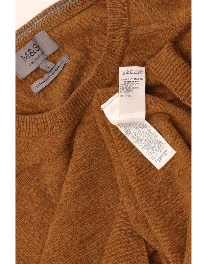 Marks & Spencer Herre sweater med rund hals, stor brun flækket uld