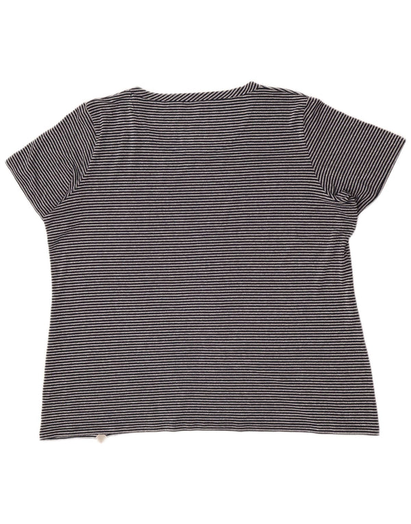 Marina Rinaldi Womens Voyage T-Shirt Top UK 16 Stor grå stribet viskose