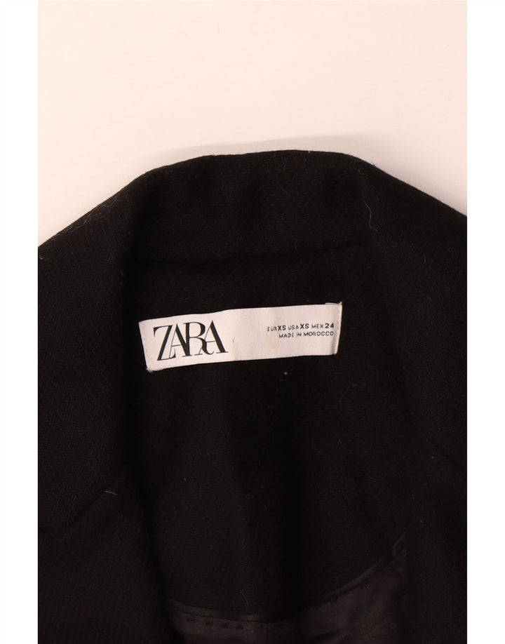 Zara Dame Overfrakke UK 6 XS Sort Polyester