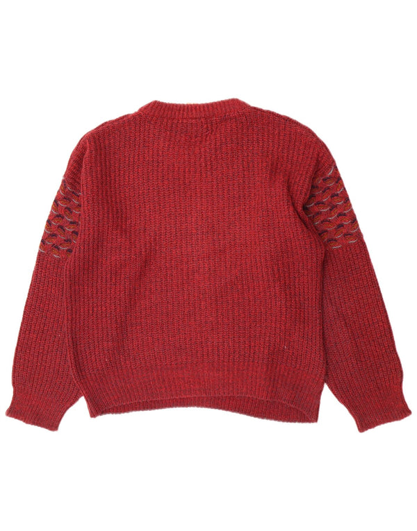 Fiume Herre Crew Neck Jumper Sweater IT 46 Lille rødbrun geometrisk akryl