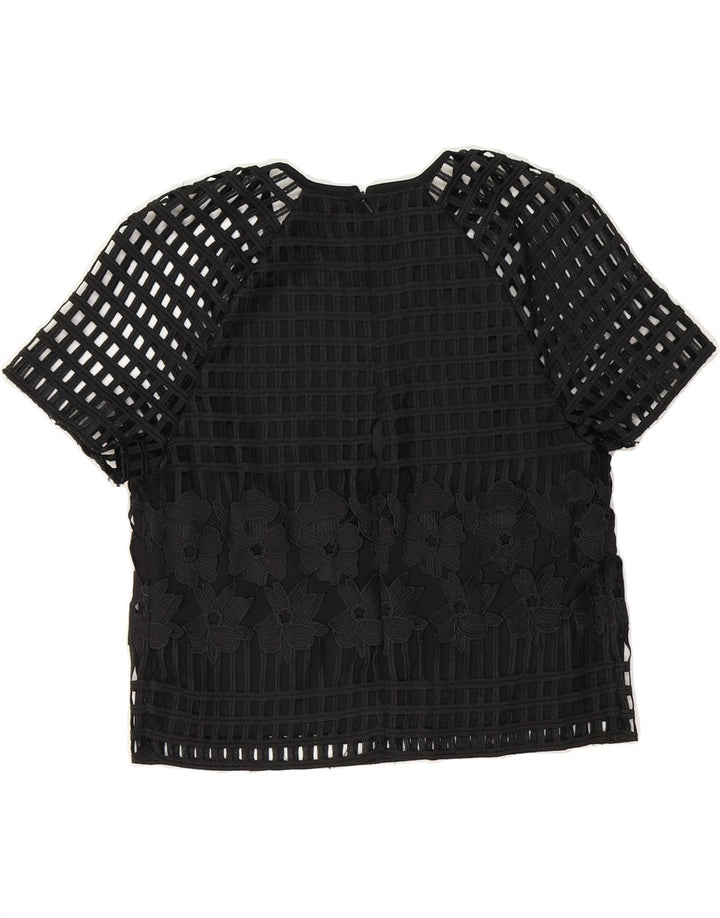 WAREHOUSE Womens Crop Crochet Blouse Top UK 12 Medium Black Floral Vintage Warehouse and Second-Hand Warehouse from Messina Hembry 
