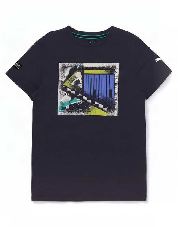 Puma Herre grafisk T-shirt top lille marineblå bomuld