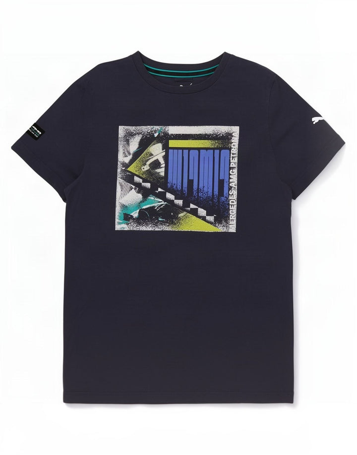 Puma Herre grafisk T-shirt top lille marineblå bomuld