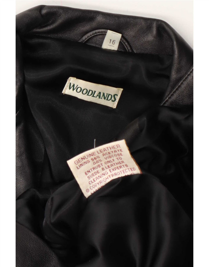 Sardar Womens Woodlands Læder Blazer Jacket UK 16 Large Black