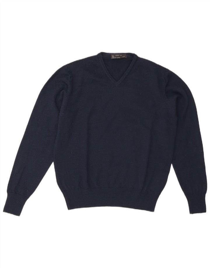 Zara Herre V-hals sweater Medium Marineblå Uld