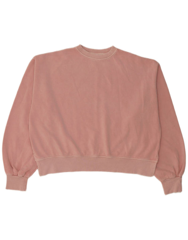 Reebok Womens Crop Oversized Sweatshirt Jumper UK 14 Medium Pink Bomuld