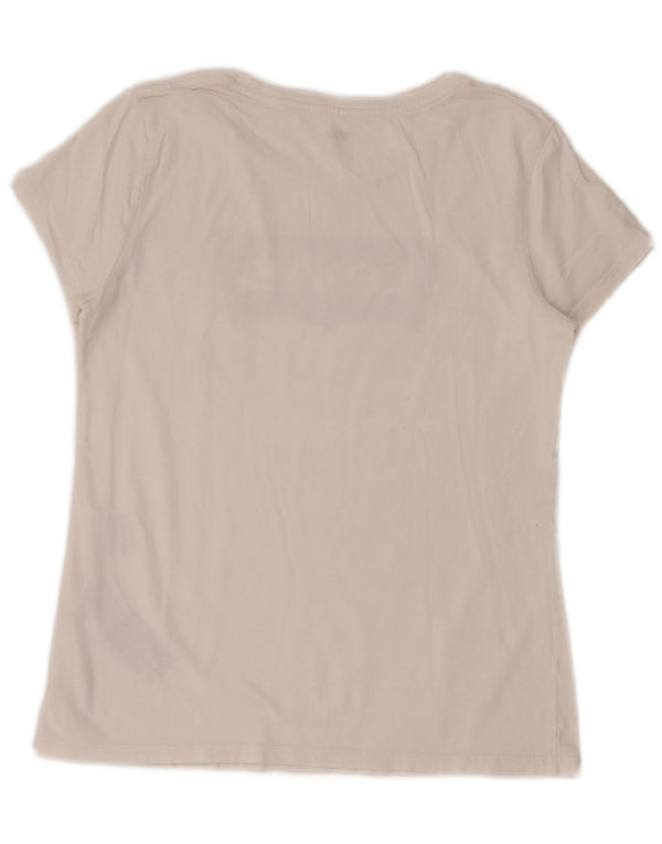 Levi's Dame Grafisk T-Shirt Top UK 14 Medium Hvid Bomuld