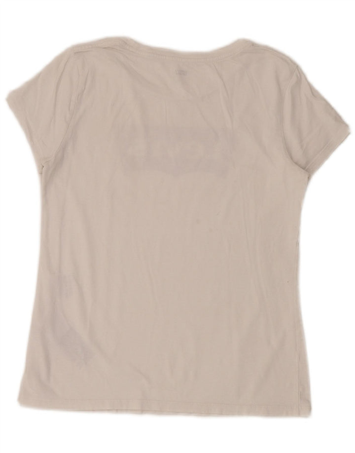 Levi's Dame Grafisk T-Shirt Top UK 14 Medium Hvid Bomuld