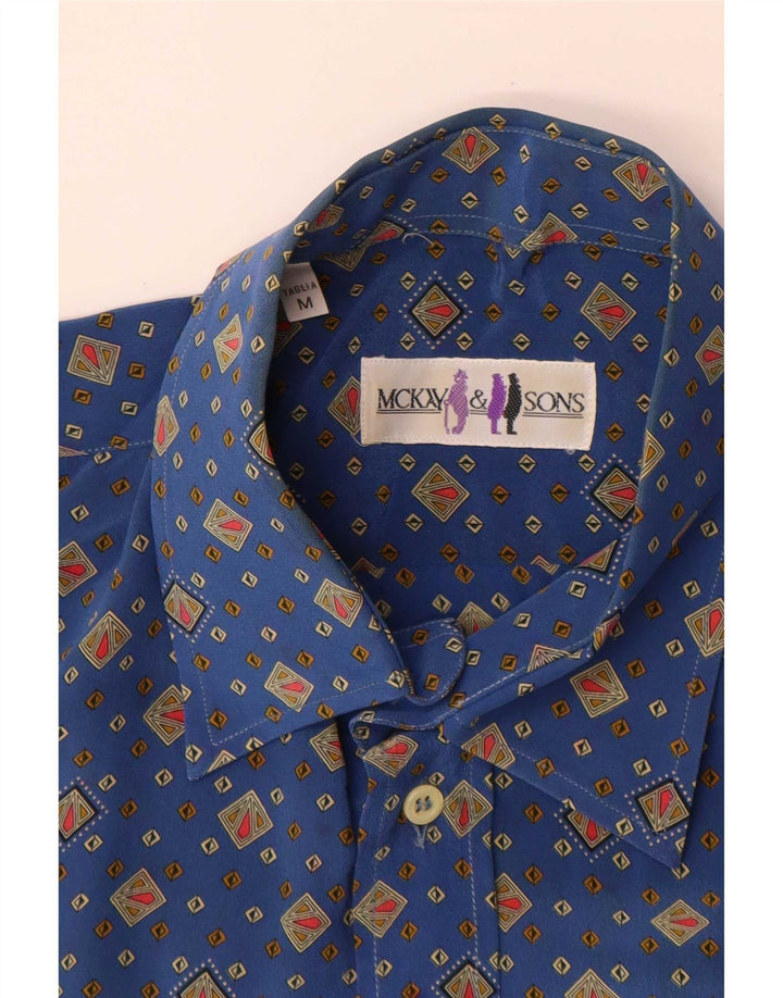 Mckay Mens Short Sleeve Shirt Medium Blue Geometric