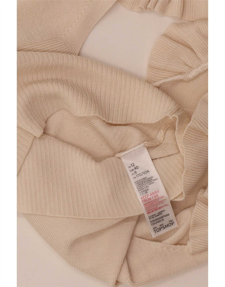 Topshop Dame Crop Bluse Top UK 12 Medium Off White Viscose