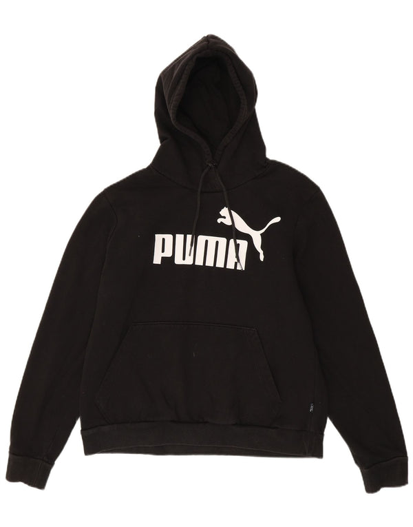 Puma Graphic Hoodie Jumper UK 16 Large Black Bomuld