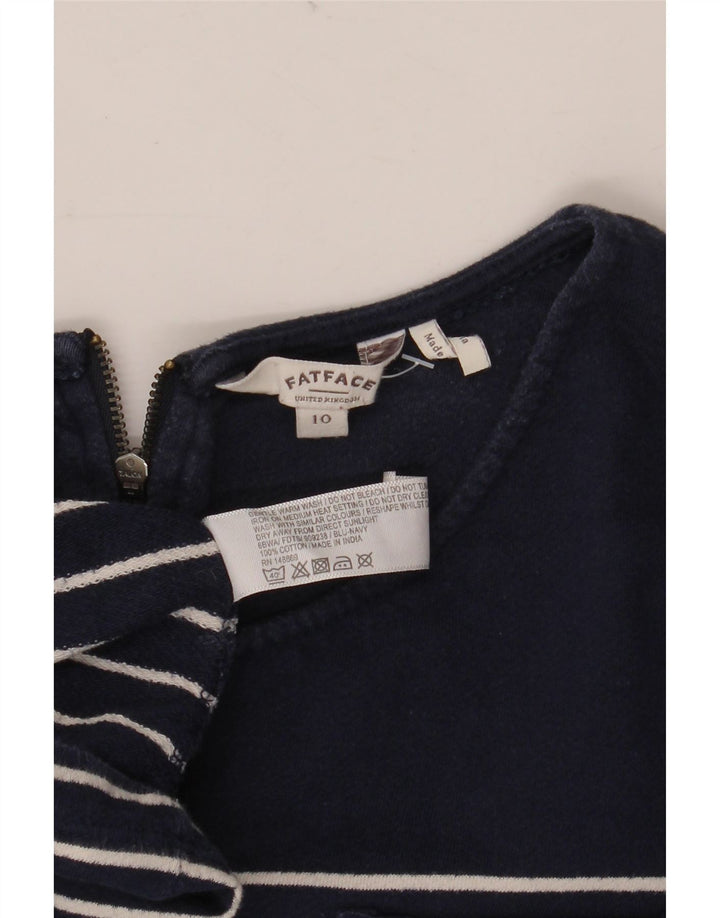 FAT FACE Dame 3/4-ærmet A-line kjole UK 10 Small Navyblå Stribet