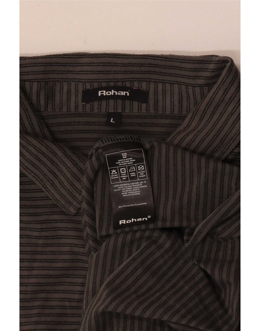 Rohan herre poloskjorte stor grå nålestribet polyester