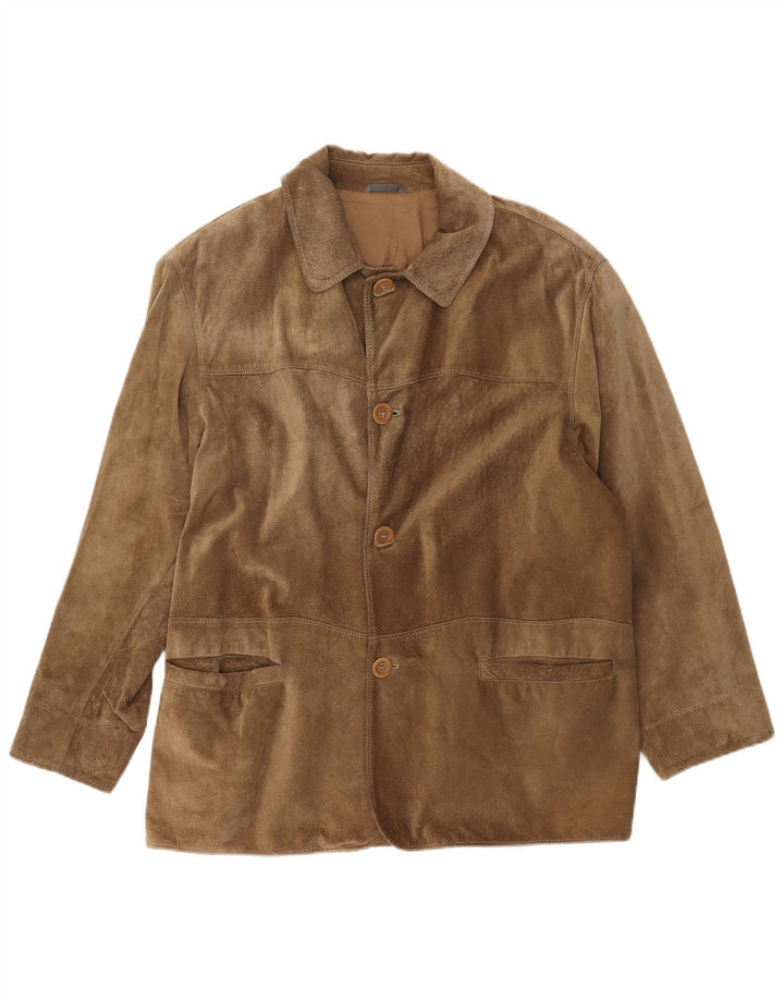 Vintage herre 4 knap ruskind blazerjakke IT 48 medium brunt læder