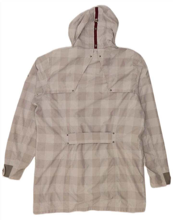 HELLY HANSEN Womens Oversized Hooded Raincoat UK 14 Medium Grey Check