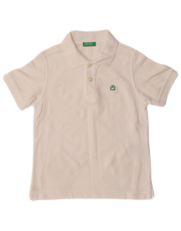 Benetton Boys Polo Shirt 6-7 år Lille hvid bomuld