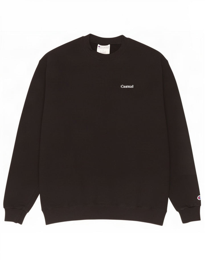 Champion Herre Sweatshirt Jumper Large Sort Bomuld