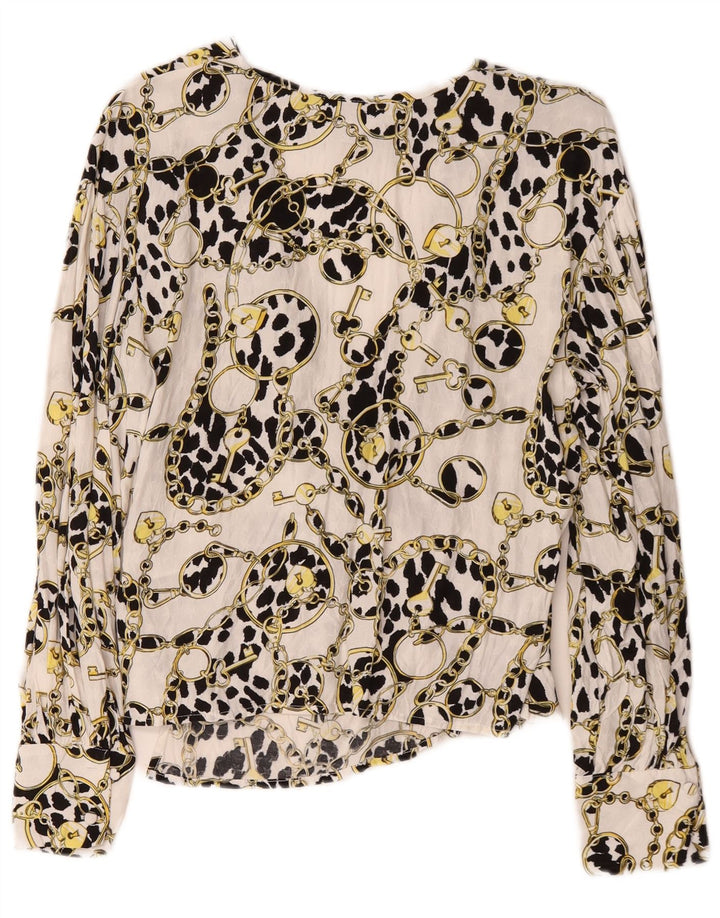 Topshop Kvinder Oversized Abstrakt Pattern Wrap Cardigan Top UK 6 XS Hvid