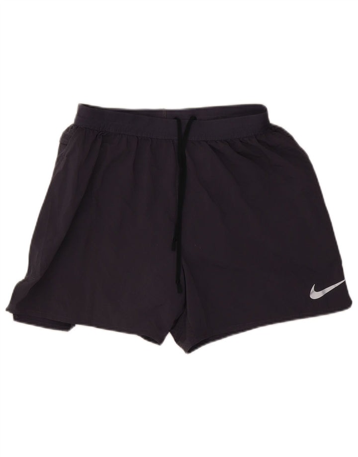 Nike Dame Dri Fit Sport Shorts UK 14 Large Navy Blue Polyester