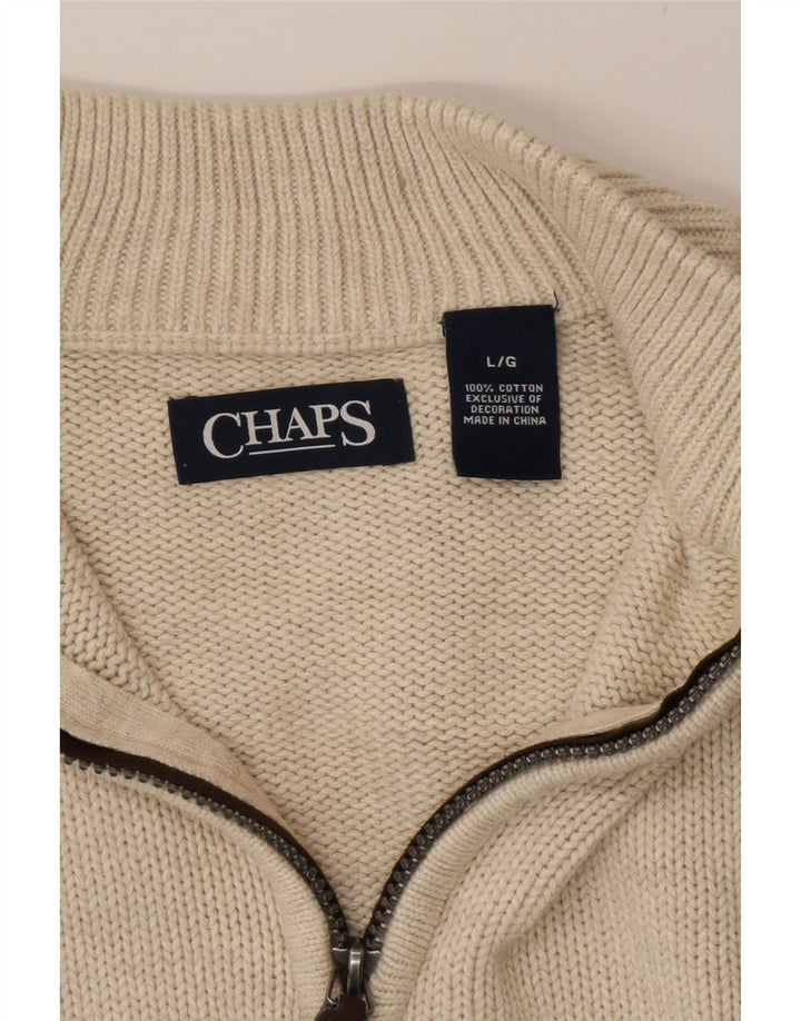 Chaps Herre Zip Neck Jumper Sweater Stor Beige Bomuld