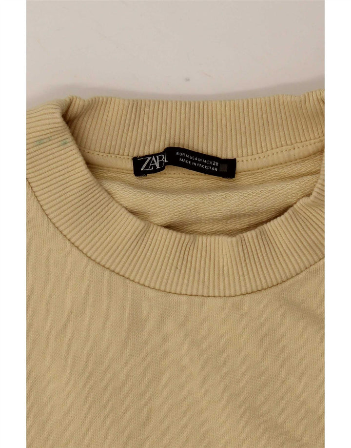 Zara Dame Sweatshirt Jumper UK 14 Medium Gul Bomuld