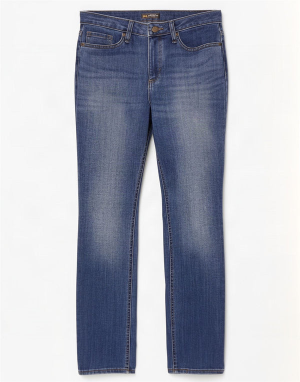 Lee Womens Mid Rise Regular Fit Straight Jeans US 8 Medium W32 L30 Blue