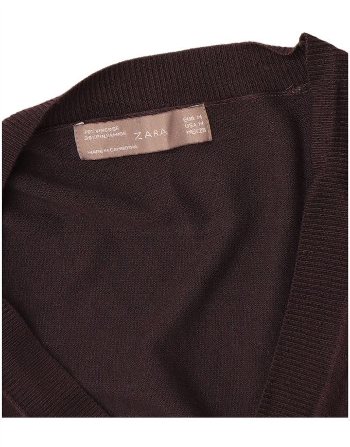 Zara Dame Cardigan Sweater UK 12 Medium Grey Viscose