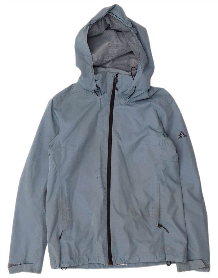 Adidas Regnjakke med hætte til kvinder UK 14 Medium Blue Polyester