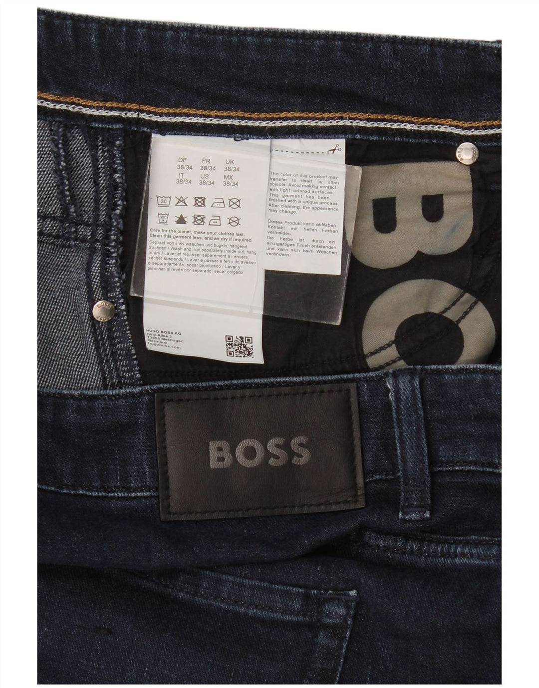 Hugo Boss Herre Slim Jeans W38 L34 Marineblå Bomuld