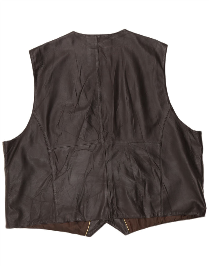 Vintage herre læder vest 2XL brunt læder