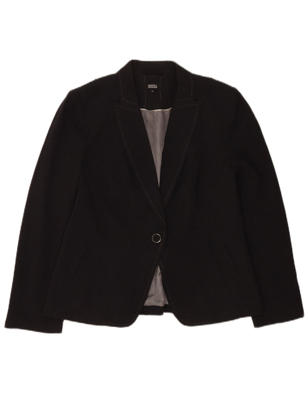 Marks & Spencer Dame 1-knaps blazerjakke UK 14 Stor sort polyester