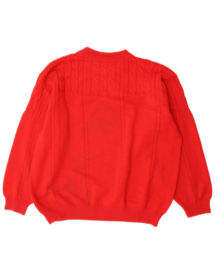 Vintage herre sweater med rund hals XL rød uld