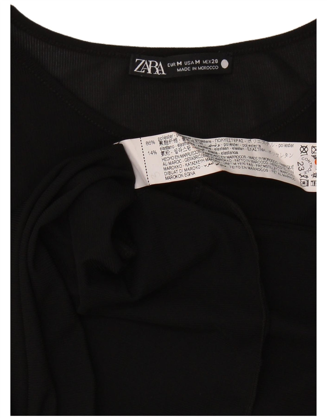 Zara Dame Top Langærmet UK 14 Medium Sort Polyester