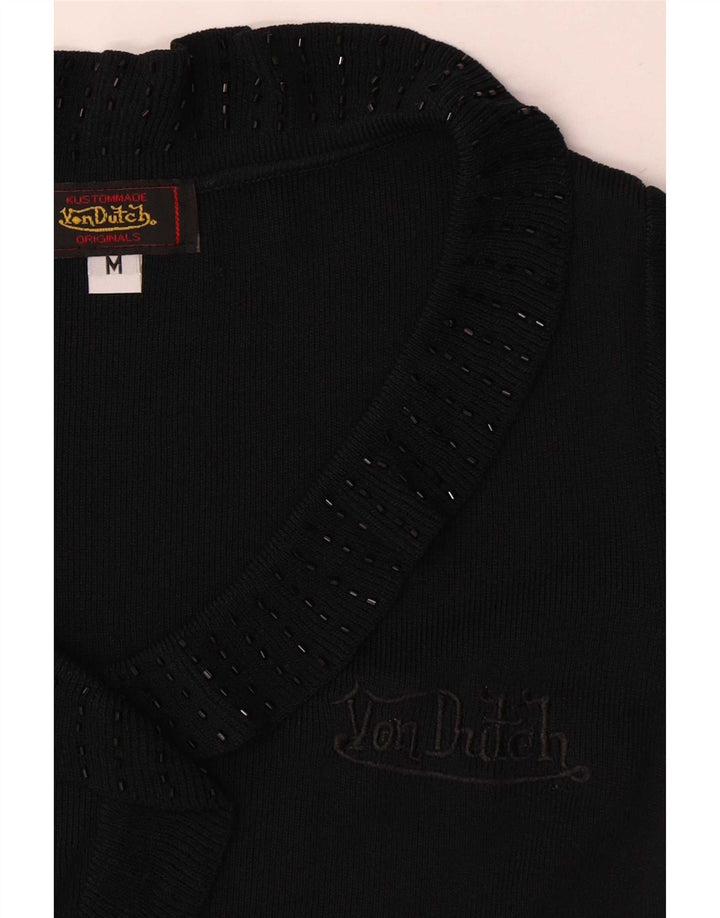 Von Dutch Womens Bluse Top UK 12 Medium Black Microfibers