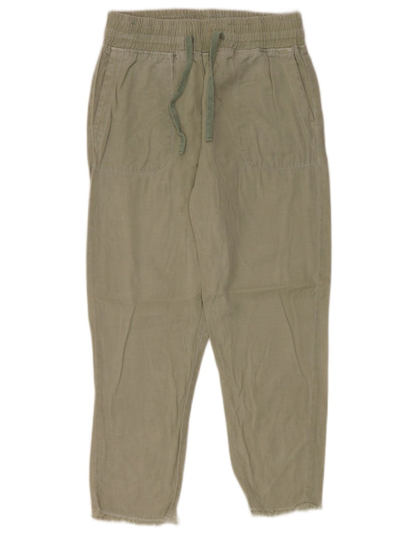 Zara Kvinder Højtaljet tilspidsede Casual Bukser Small W26 L27 Khaki Lyocell