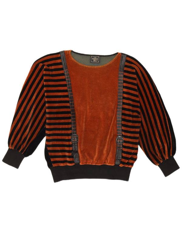 LA MAISON BLU Dame Boat Neck Jumper Sweater UK 14 Medium Brun Stribet