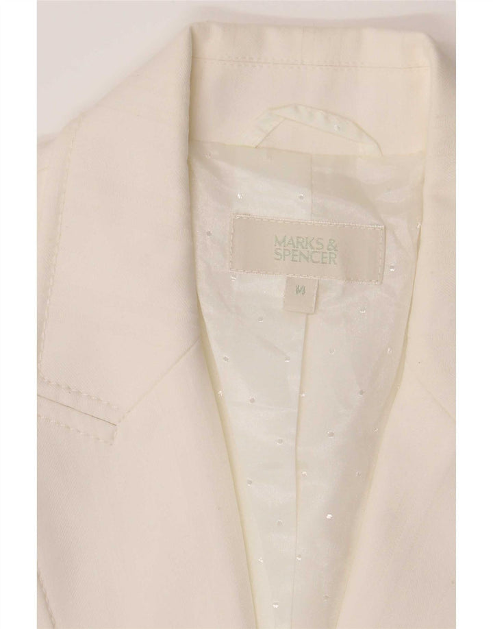 Marks & Spencer Dame 2-knaps blazerjakke UK 14 Medium White Polyester