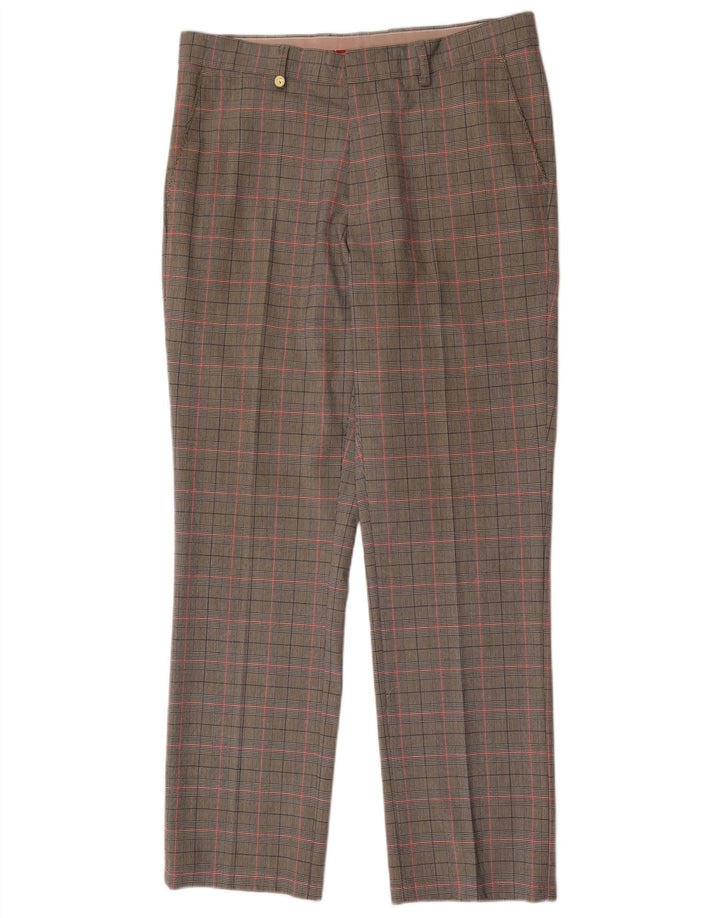 Golfino herre lige jakkesæt bukser W34 L31 grå ternet polyester