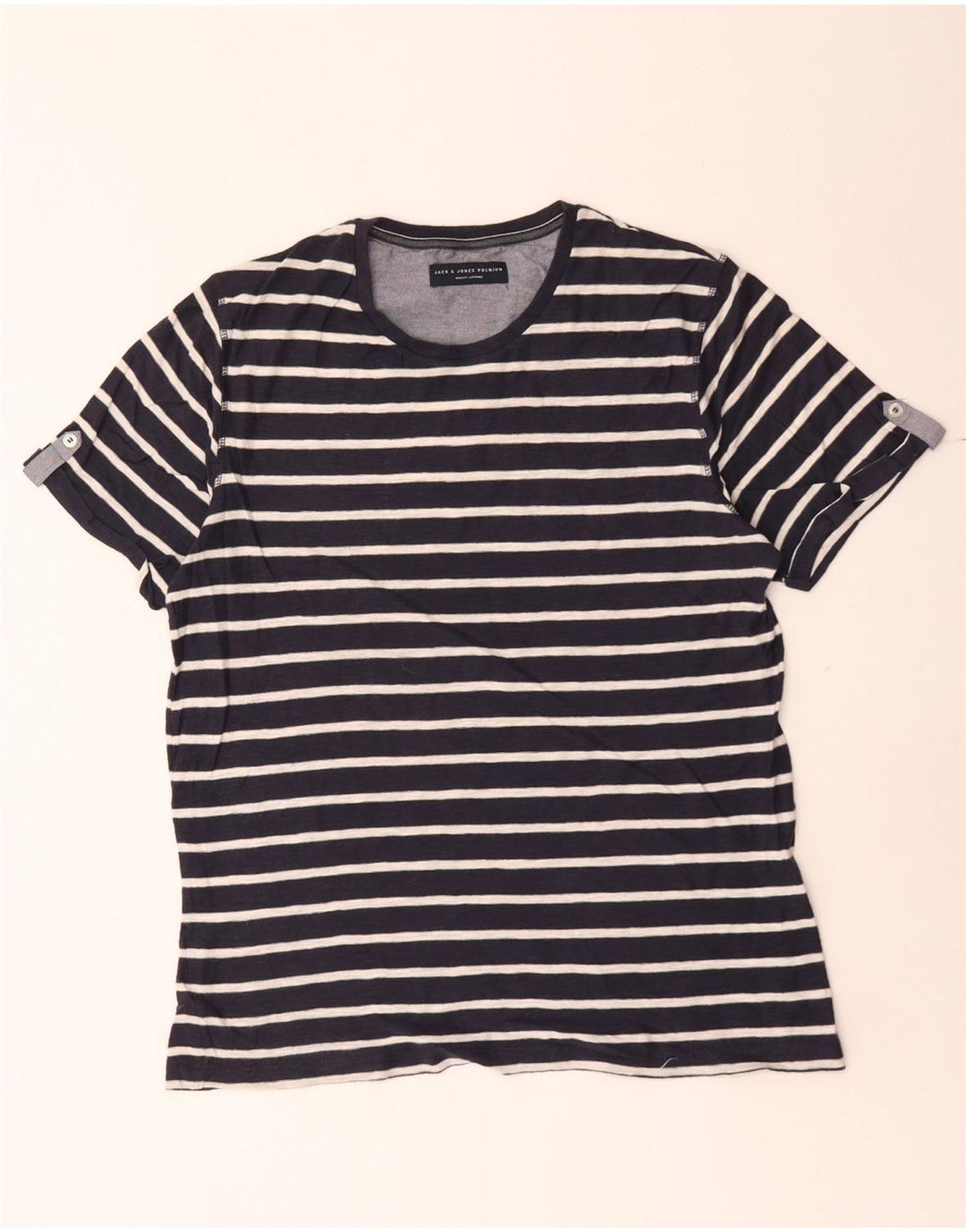 Jack & Jones Herre T-Shirt Top Stor Marineblå Stribet