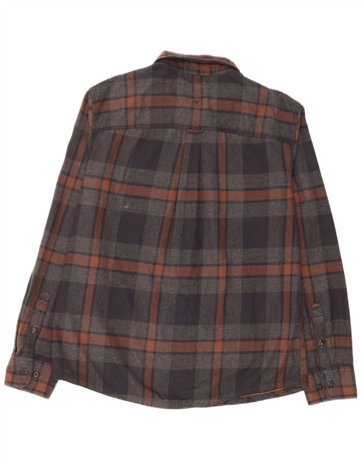 Fat Face Herre Flanellskjorte Stor Grå Plaid Bomuld