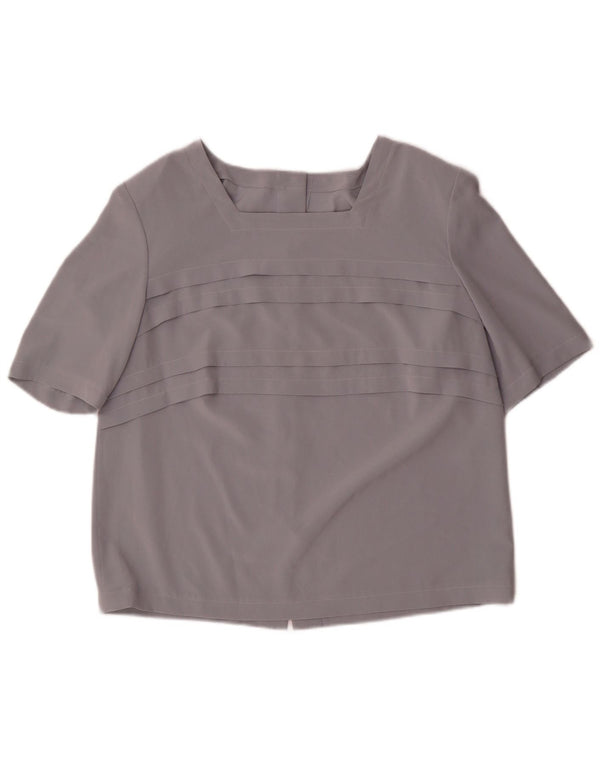 Vintage kortærmet skjortebluse til kvinder UK 16 Stor grå