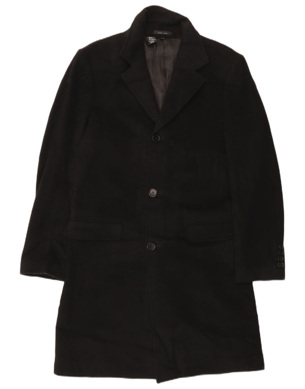 Zara Herre Overfrakke UK 38 Medium Sort Uld