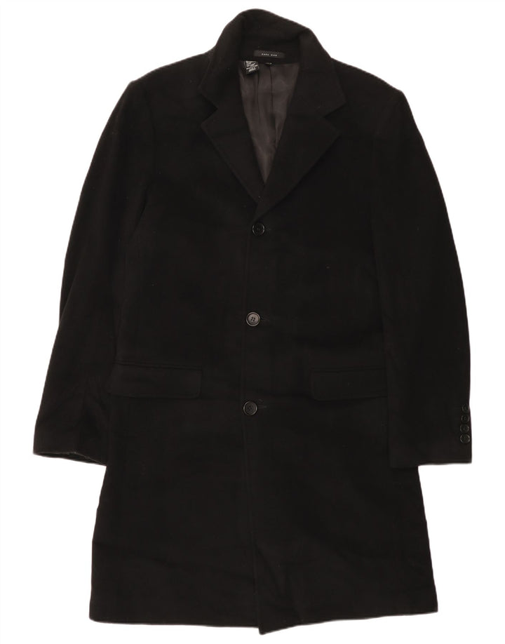Zara Herre Overfrakke UK 38 Medium Sort Uld
