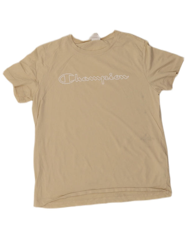 Champion Dame Grafisk T-Shirt Top UK 20 2XL Beige Bomuld