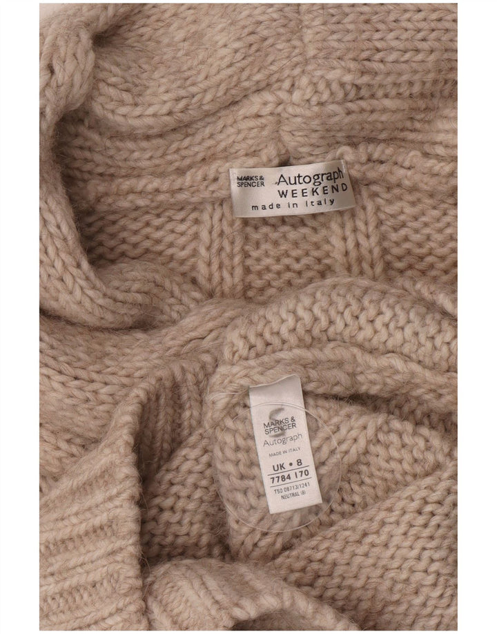 Marks & Spencer Dame Roll Neck Jumper Sweater UK 8 Small Beige Acryl
