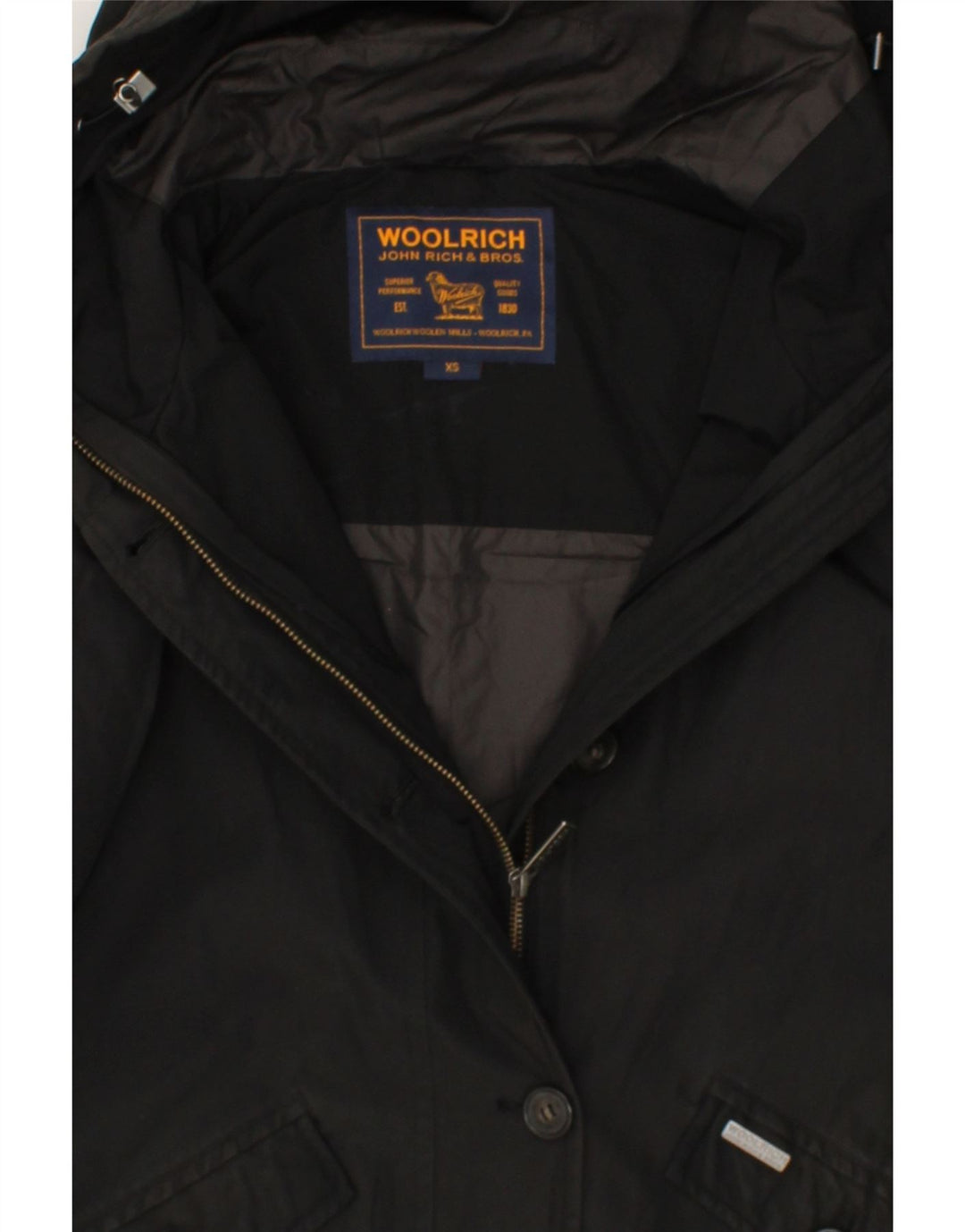 WOOLRICH Womens Hooded Parka Jacket UK 6 XS Black Cotton Vintage Woolrich and Second-Hand Woolrich from Messina Hembry 