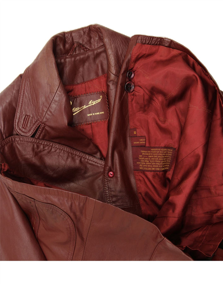 ETIENNE AIGNER Womens Leather Jacket UK 10 Small Burgundy Leather Vintage Etienne Aigner and Second-Hand Etienne Aigner from Messina Hembry 