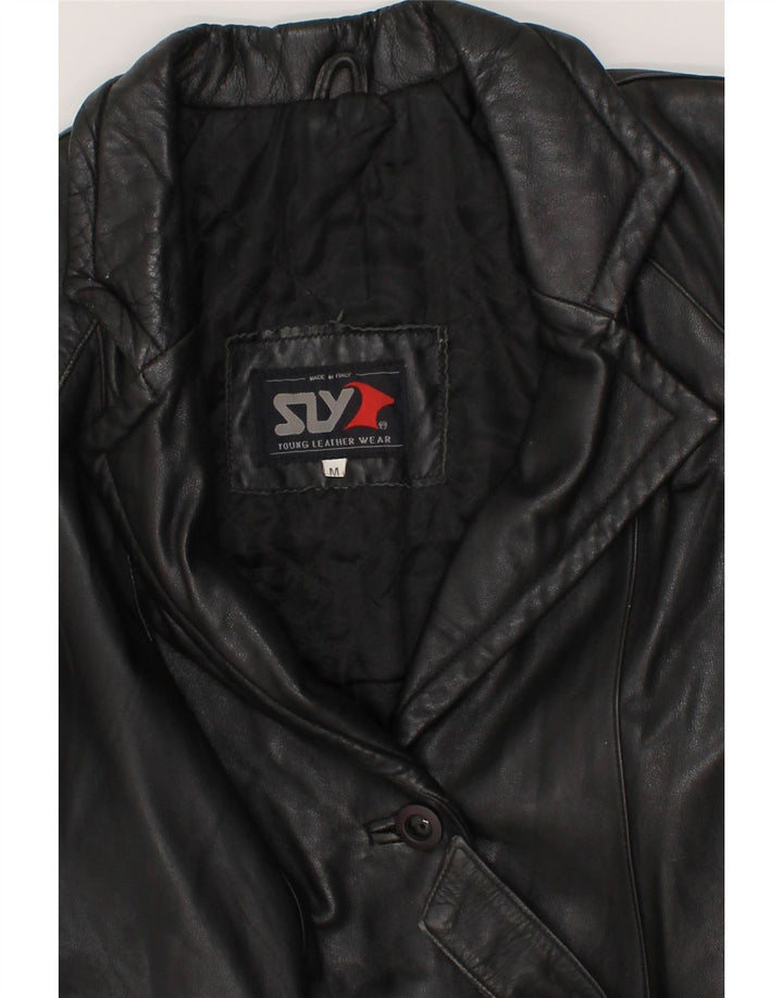 VINTAGE Womens Leather Coat UK 14 Medium Black Leather Vintage Vintage and Second-Hand Vintage from Messina Hembry 